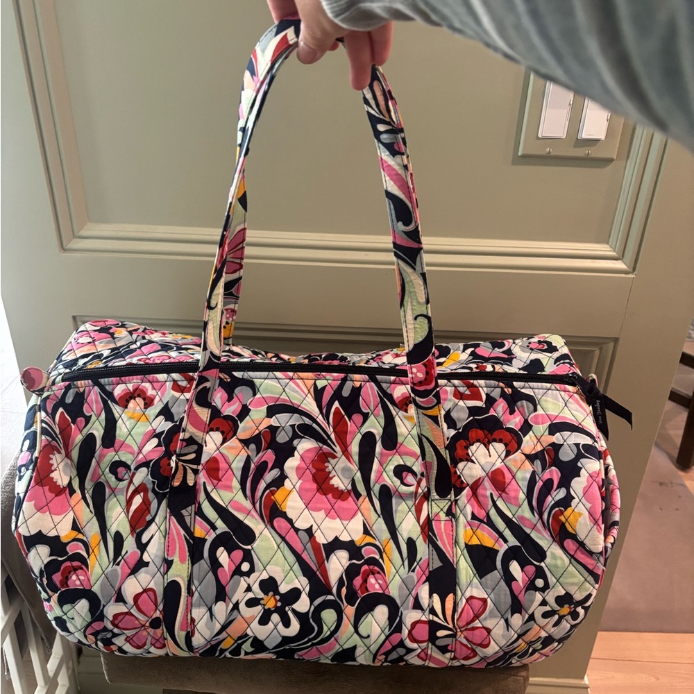 Vera Bradley Navy Pink Multi Quilted Floral Duffel
